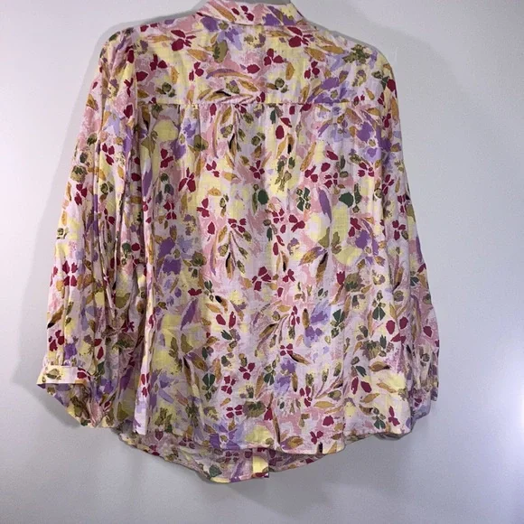 LC Lauren Conrad top button down floral print pattern casual office XXL - Picture 17 of 17